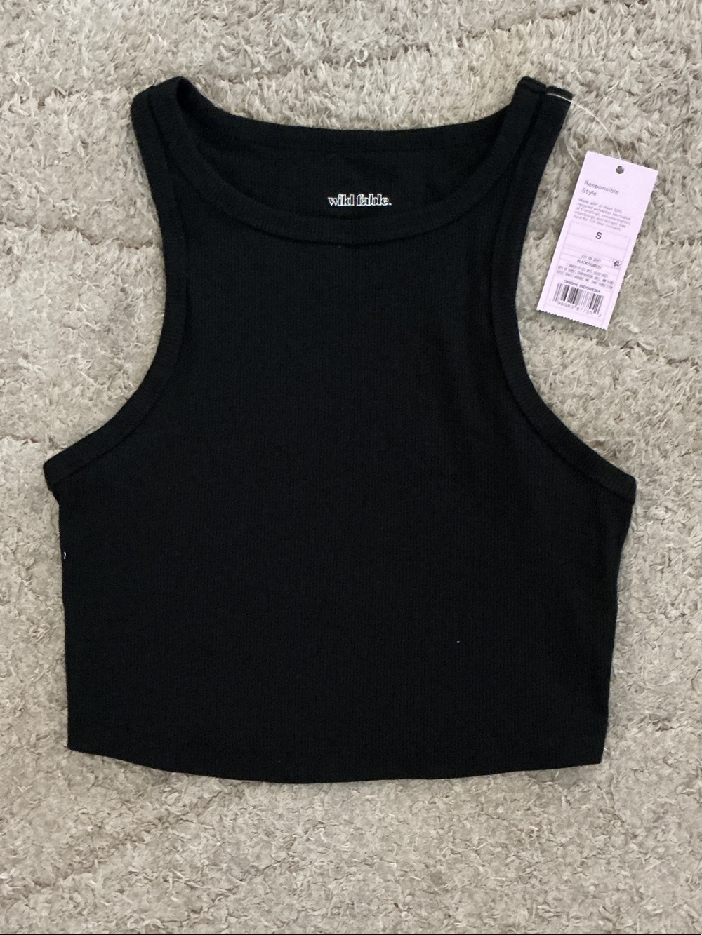 wild fable Black Ribbed Cropped Tank